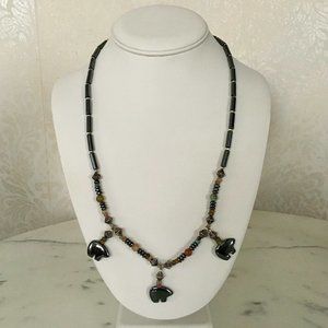 Vintage Alaska Polar Bear Stone Necklace MINT